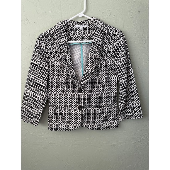 CAbi Jackets & Blazers - Cabi Black White Geometric Circle Print Cotton Blazer Jacket Womens Size 4